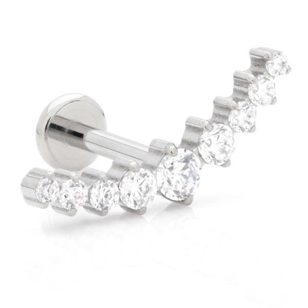 Sarah Layton Internal Labret with Jewelled Crescent Attachment - Silver - QMTB16Q199-1.2-8