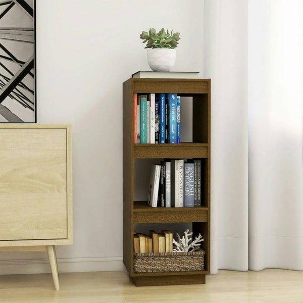 Berkfield Book Cabinet/Room Divider Honey Brown Solid Pinewood