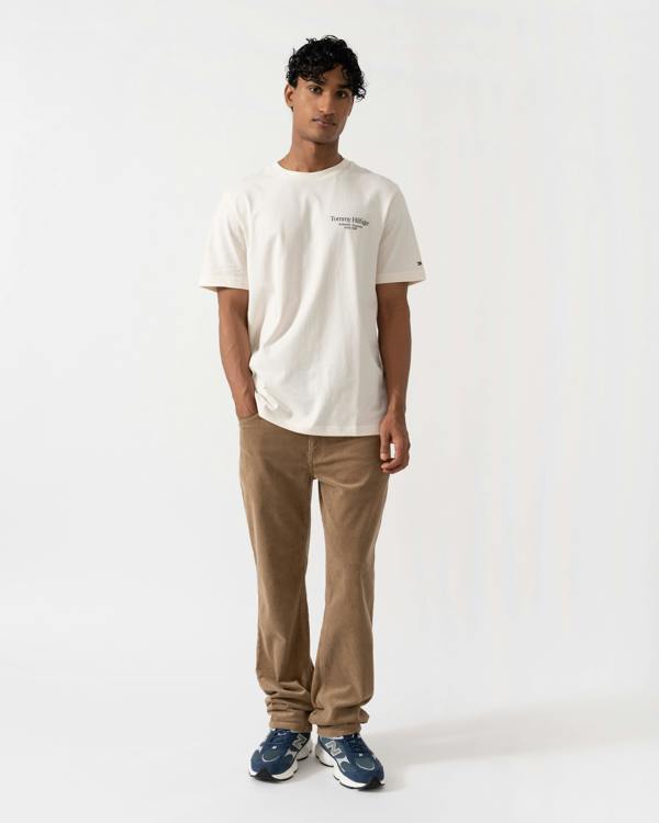 Tommy Hilfiger Mens Back Text Seasonal Graphic T-Shirt - Ivory Petal