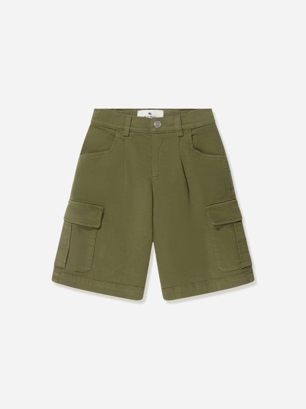 Etro Boys Cargo Shorts in Green
