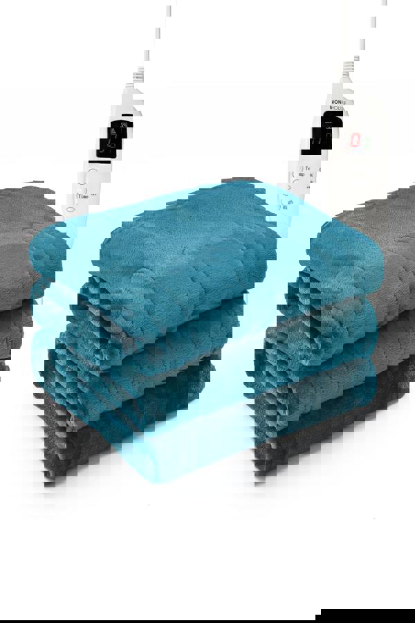 MONHOUSE Heated Electric Throw 9H Timer 9 Heat Setting Fleece Blanket