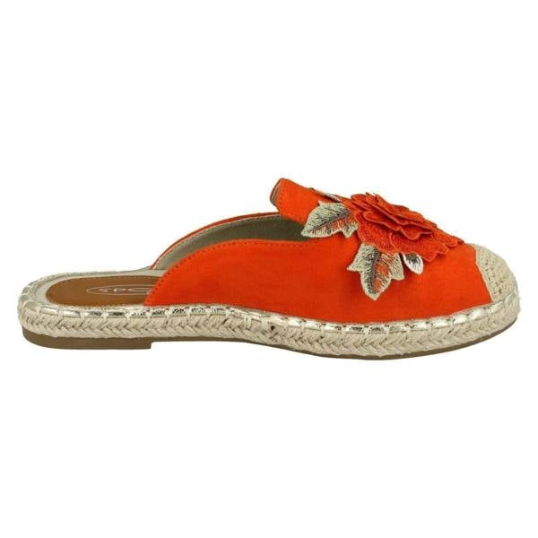 Spot On Ladies Spot On Flower Embellishment Espadrille Mules