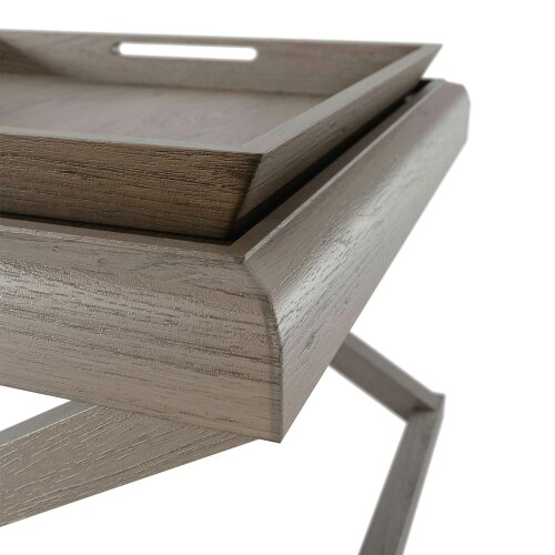 Wyld Haus Lucca Grey Aged Oak Cross Frame Tray Side Table