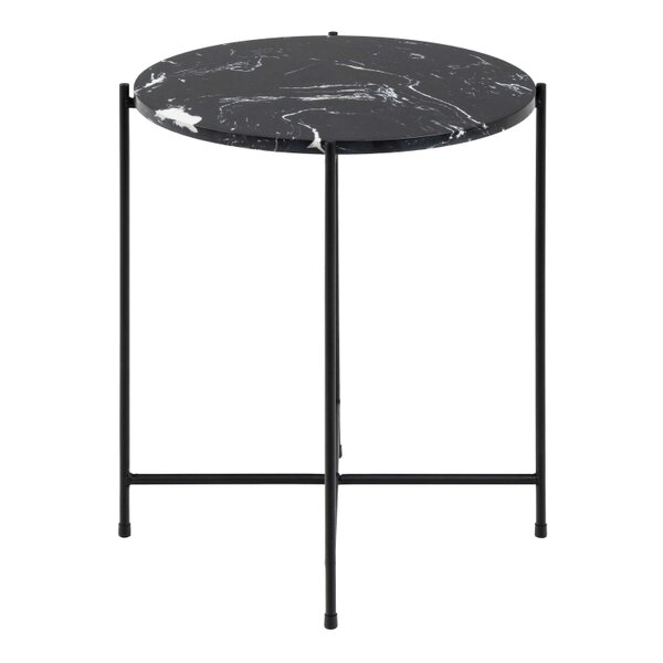 Wyld Haus Verona Round Black Marble Stone Side Table
