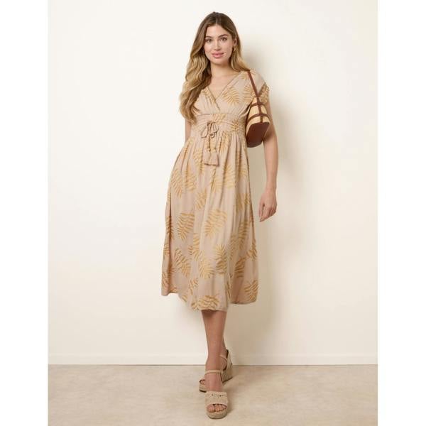 Blue Vanilla Wrap Front Beaded Dress