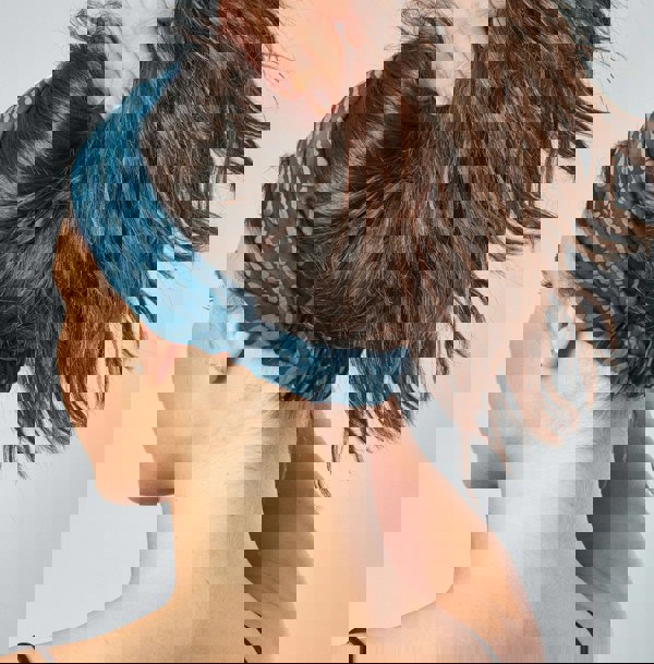 Antonia York Batik Headband for Women Hand Printed and Dyed Batik Cotton Bandana in Teal Blue