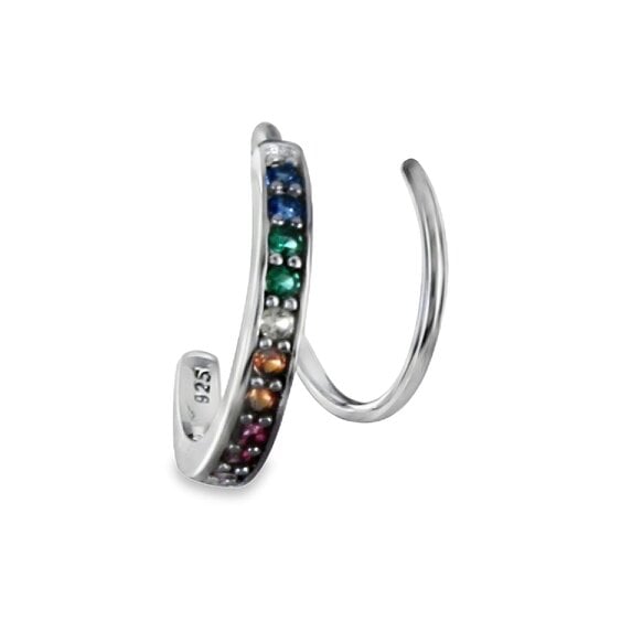 Reeves & Reeves Sterling Silver Rainbow Pavé Curl Stud