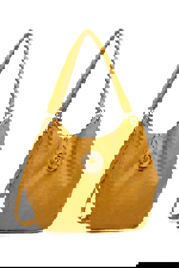 Kitise Wood Button Stylish Slouch Tote Shoulder Bag