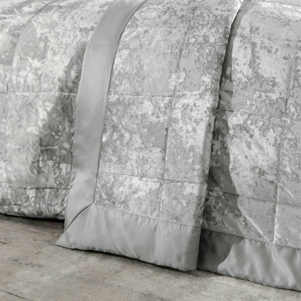 Catherine Lansfield Crushed Velvet Bedspread Silver