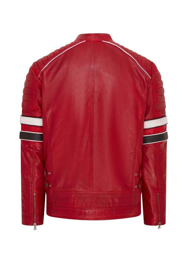 Infinity Leather Mens Quilted Leather Biker Racing Jacket- Brevik