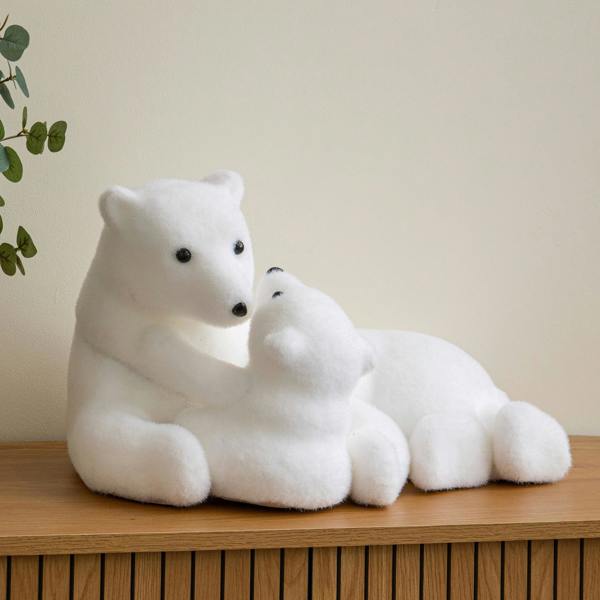 Samuel Alexander 49cm Flocked Polar Bear & Cub Christmas Decoration