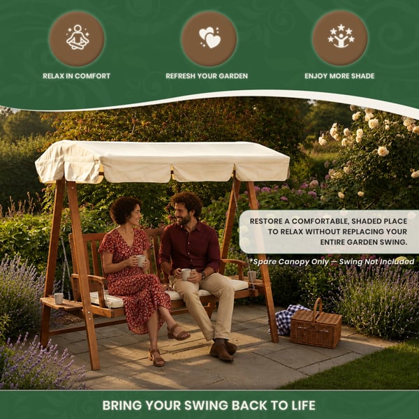 Spare Canopy for 2 Seater Garden Swing Seat or Hammock in Choice of Colours, 180gsm Polyester Shower-Proof Replacement Cover