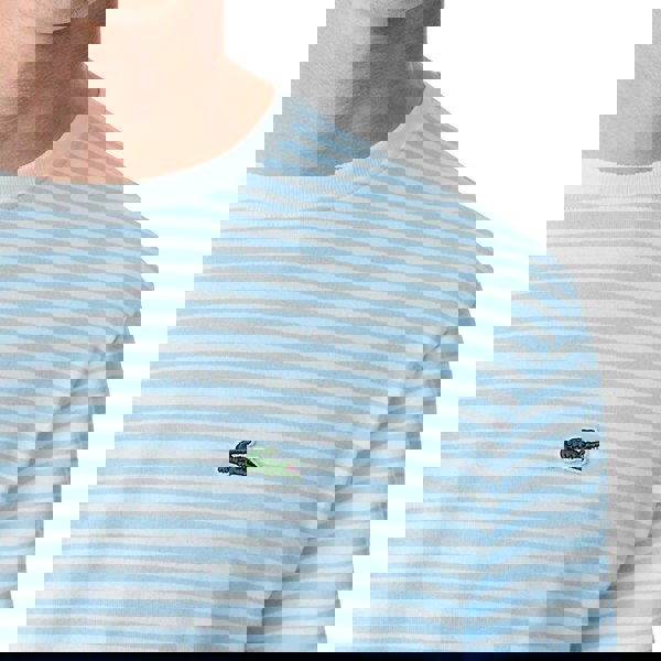 Lacoste Striped Heavy Cotton T-Shirt White/Blue