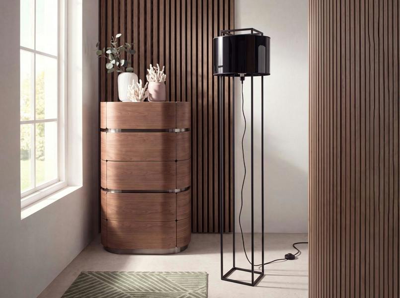 Angel Cerdá Floor lamp in black and glossy gold PVC and black steel 8092