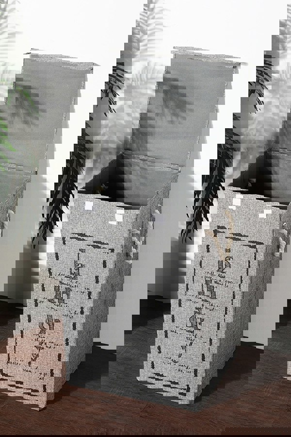 Living and Home 72L Foldable Home Laundry Baskets Bathroom Hamper with Lid and Rope Handles