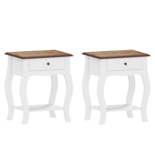 Wyld Haus Rifipa White Set Of 2 French Style Bedside Tables With Drawer And Open Shelf