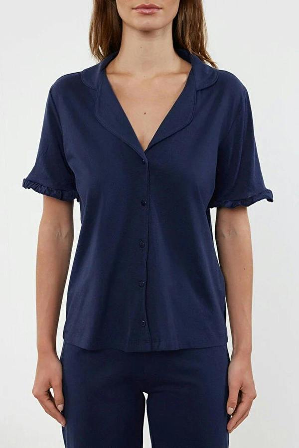 WOVCOR 2-Piece 100% Cotton Ruffle Detail Knitted Pajama Set