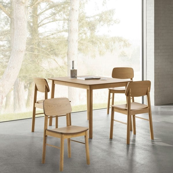 Furniture To Go Barlow Rectangular Dining Table in Matt Oak Included 4 Barlow Dining Chair in Matt Oak