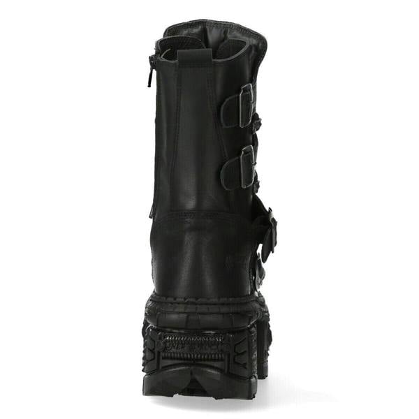 New Rock Mid-Calf Leather Goth Boots-WALL373-S5