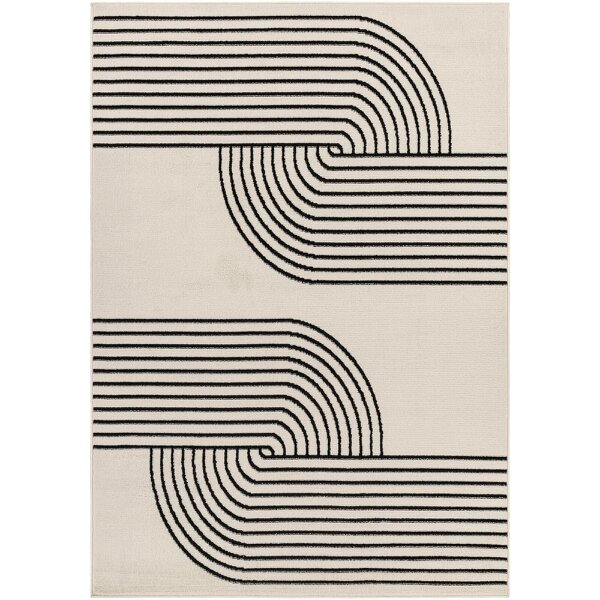 Livabliss Pisa PSS2355 Modern Off-White Black Graphic Rug