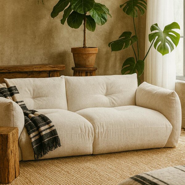 Wyld Haus Camden Cosy Natural Upholstered 3 Seater Sofa