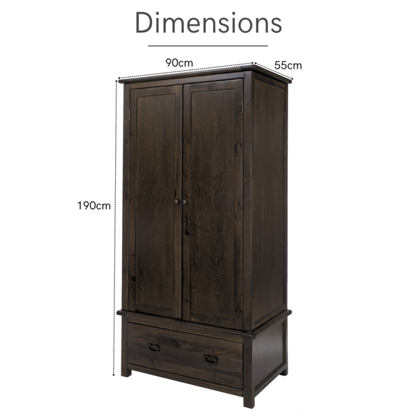Core Products Boston 2 Door & 1 Drawer Wardrobe