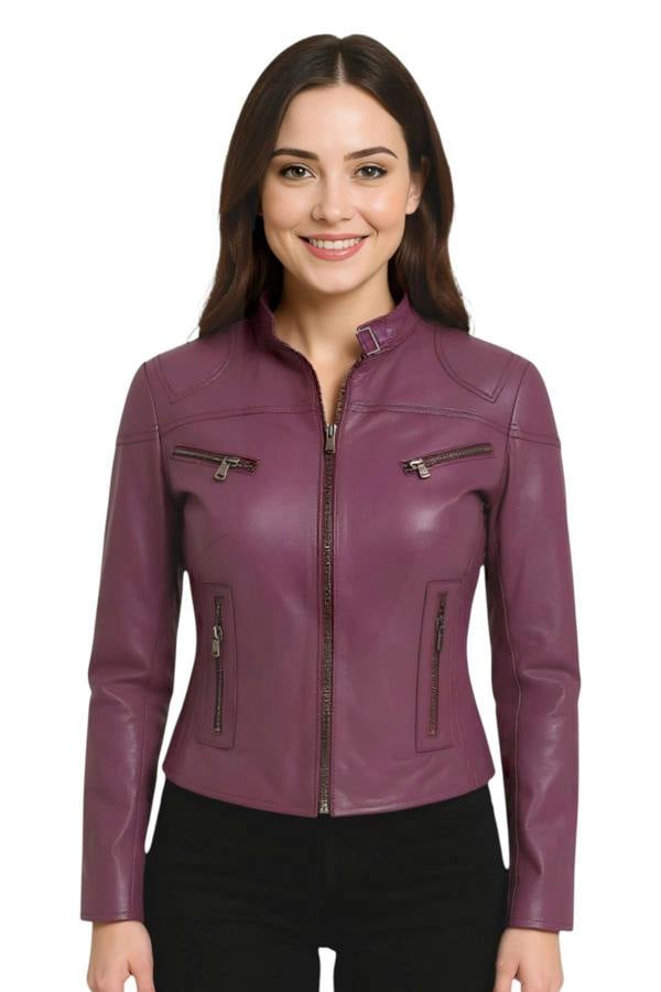 Infinity Leather Women's Casual Slim-Fit Leather Biker Jacket-Tulsa