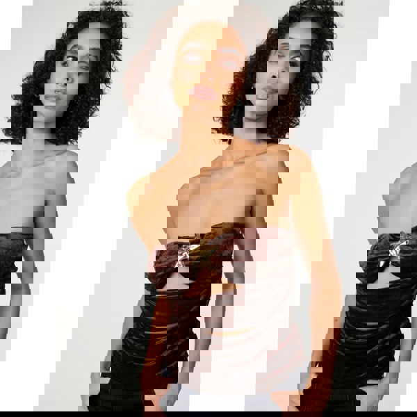 Pink Vanilla Soft Shimmer Velvet Texture Bra Cup Top