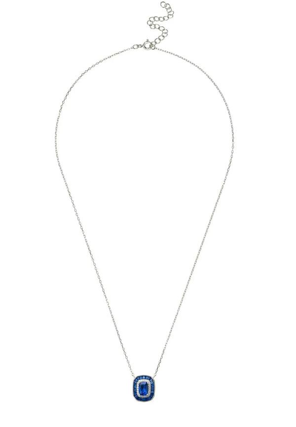 Great Gatsby Pendant Necklace Sapphire Silver - LATELITA Necklaces