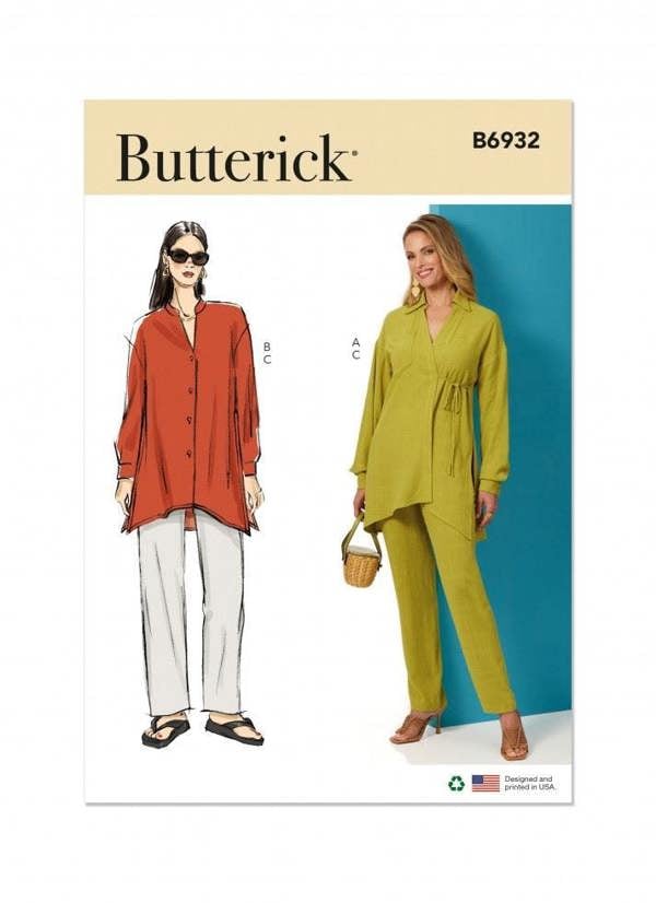 Butterick Sewing Pattern 6932, Tops, Tunics, Trousers for Women, K5 (8-10-12-14-16) - Easy