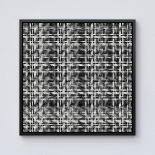 Warren Reed Monochrome Textured Checked Pattern Framed Canvas