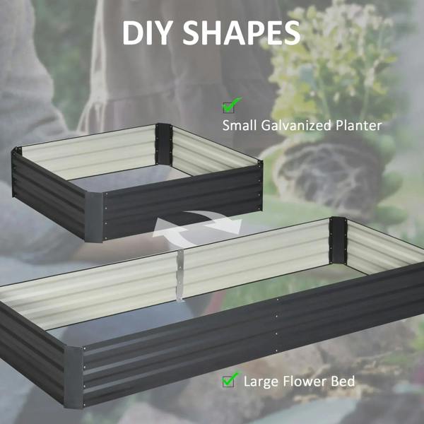 Metal raised garden bed planter box with interlocking side panels and open interior