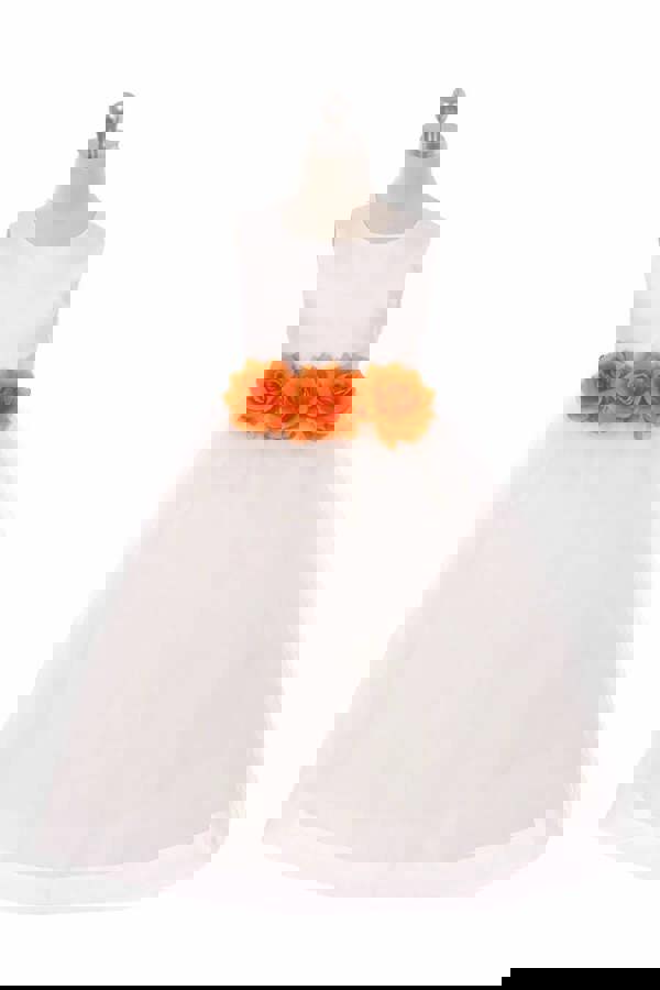 UK Flower Girl Boutique Leilani - White - Coloured Flower Option