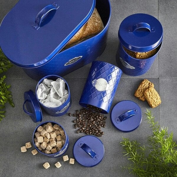 Neo Retro Inspired Matt & Copper 5 Piece Kitchen Canister Set Navy