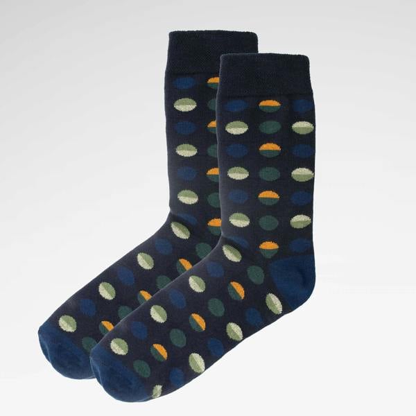 Jemsox Circle Geo Classic Blue Mens Socks | Organic Cotton & Easy Comfort