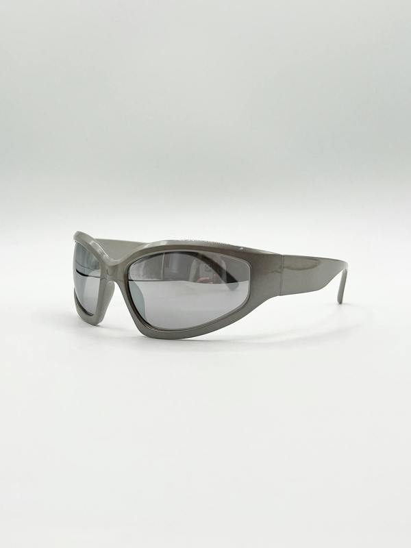 Silver Racer Wrap Sunglasses - svnx