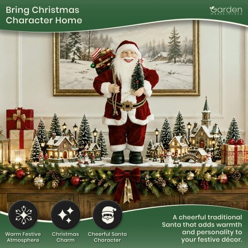 Santa Claus Christmas Figure with Presents & Tree – 60cm Ornament