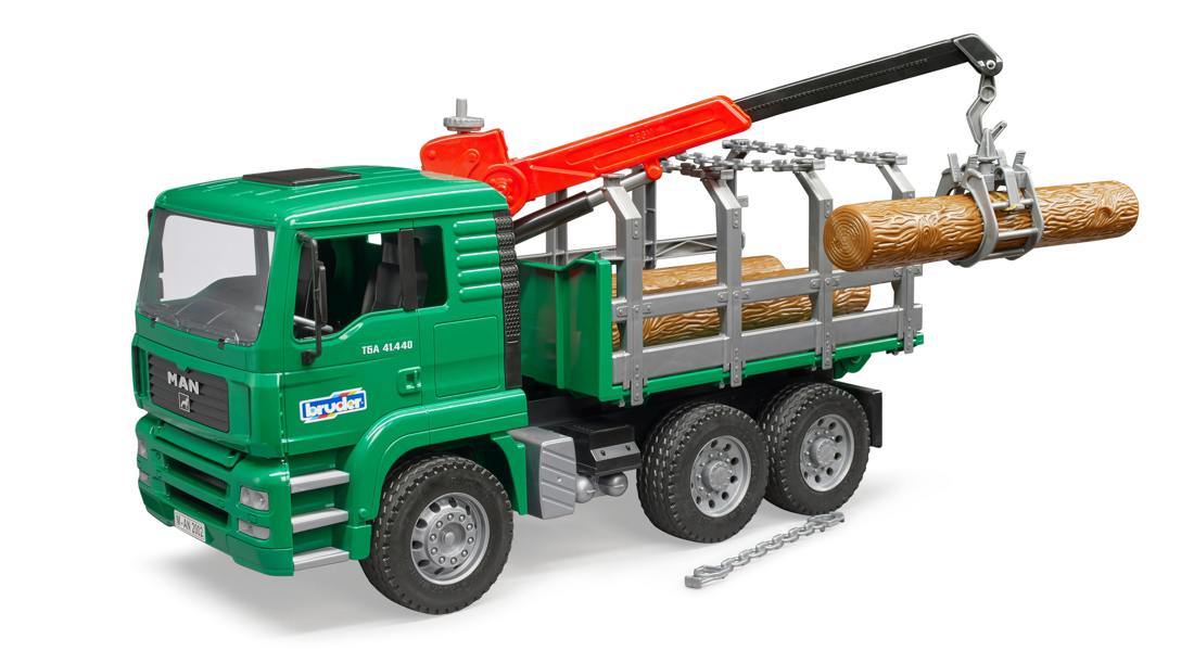 Bruder MAN TGA Timber truck with loading crane and 3 trunks Detailed Vehicle & Playset Model