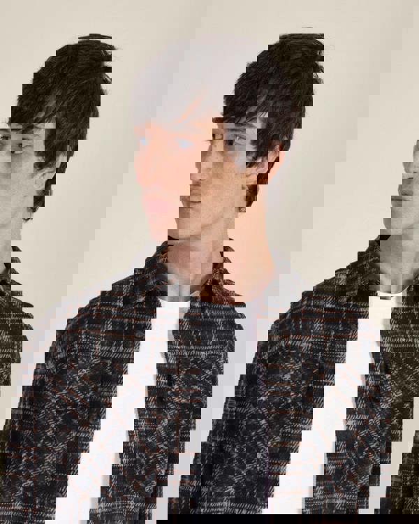 Larsson & Co Navy Check Jersey Casual Overshirt