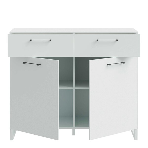 Wyld Haus Innsbruck Light Grey Wooden 2 Door 2 Drawer Storage Chest