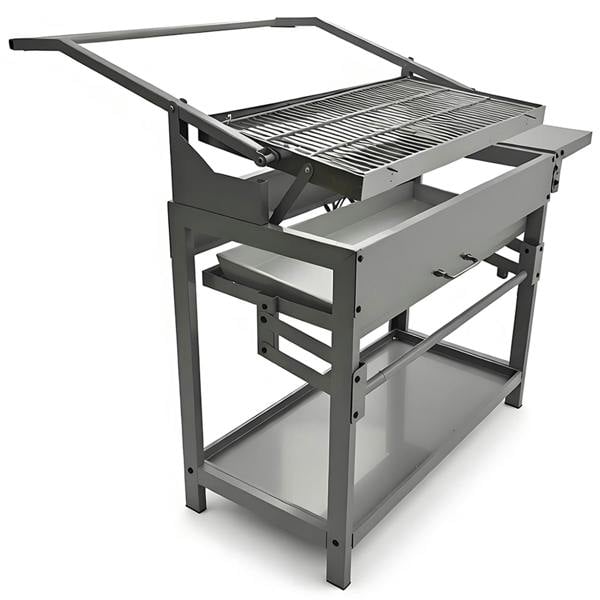 Gr8 Garden XL Stainless Steel Charcoal BBQ Grill with Side Shelf