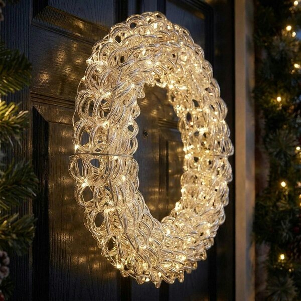 Garden Greatness Twinkling Silver LED Christmas Wreath