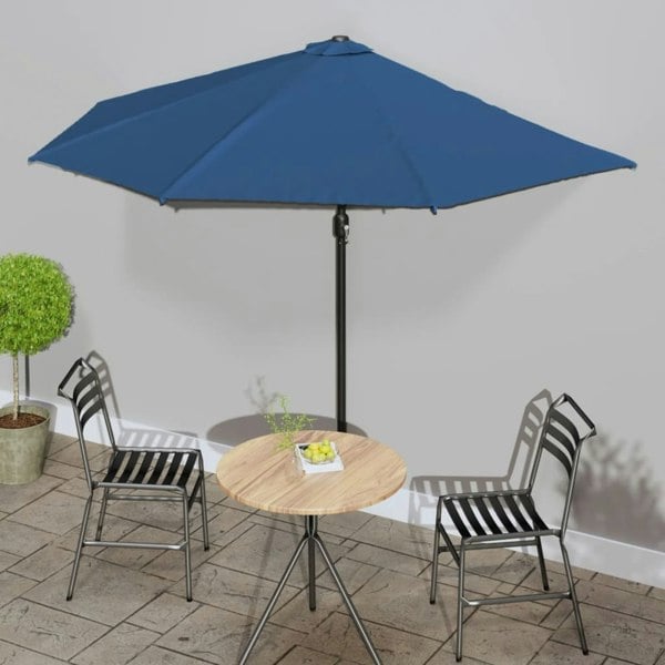 Berkfield Balcony Parasol with Aluminium Pole Blue 300x155x223 cm Half