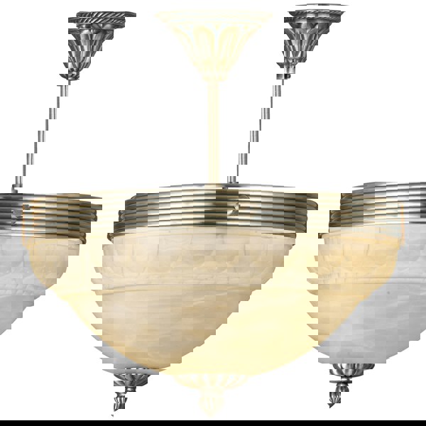 Flush Ceiling Light Colour Bronze Shade Champagne Glass Alabaster Bulb E14 3x60W Loops