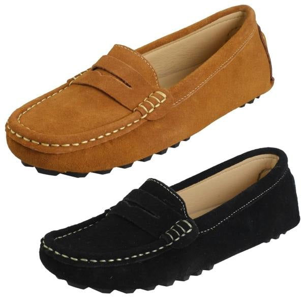 Down to Earth Ladies Down To Earth Suede Leather Slip On Moccasins F80593