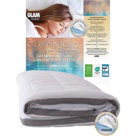 Glamhaus Mattress Topper Memory Foam Cushioned Cotton Bed Topper Anti Allergy