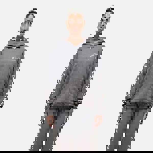 Good For Nothing Grey Zip Through Hoodie With Puff Print - Grey Image 1