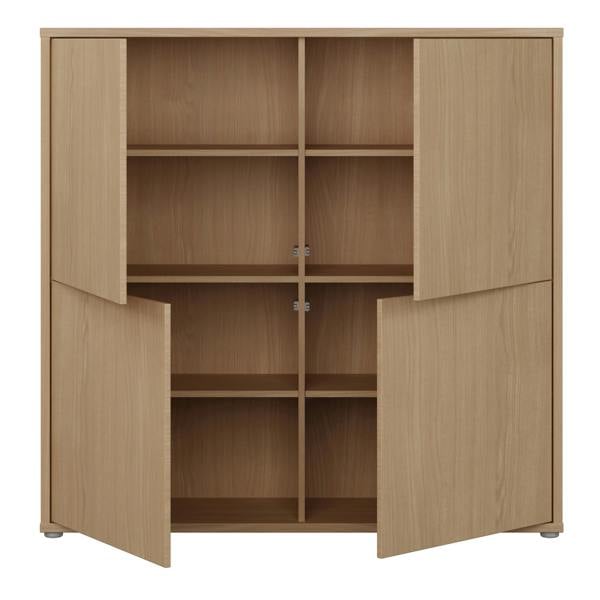 Furniture To Go Alice Springs 4 Door Large Storage Cabinet with Push-to-Open Doors in Elegancia Oak
