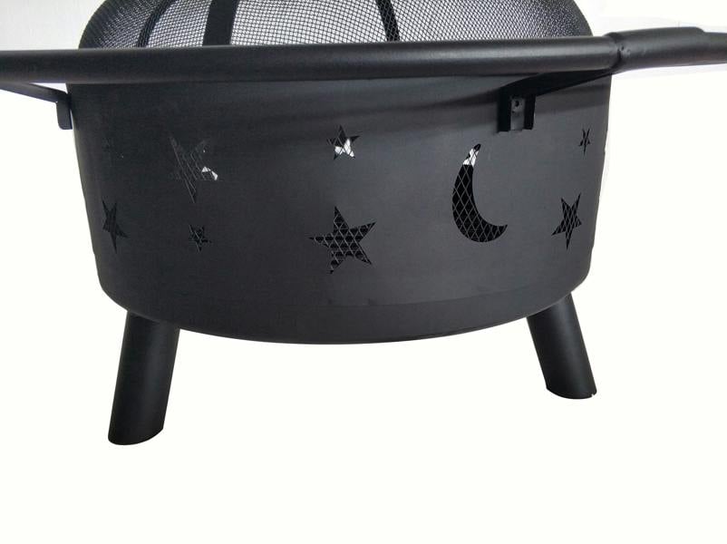 Stars & Moon Fire Pit BBQ with Mesh Lid, BBQ Grill & Rain Cover | Large 30" Garden Fire Pit The Garden Furniture Shop