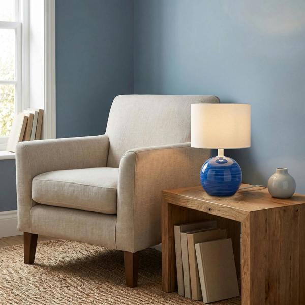 Blue and White Ceramic Gloss Table Lamp Base with Tiltable Lamp Holder Image 6
